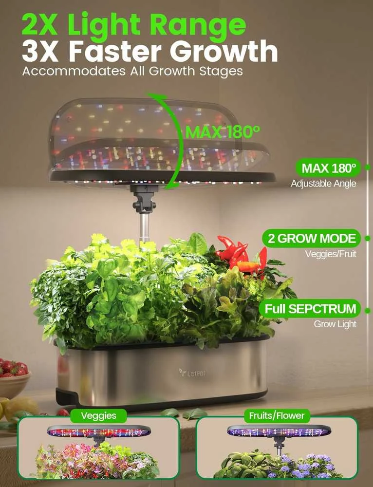 LETPOT IGS-37Pro hidroponinis žolelių auginimo rinkinys su WiFi, LED 24 W, 5.5 l bakas
