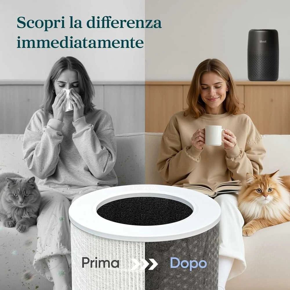 Levoit Core Mini LAP-C161-KEU oro valytuvas su HEPA filtru ir aromaterapija, juodas, 7 W