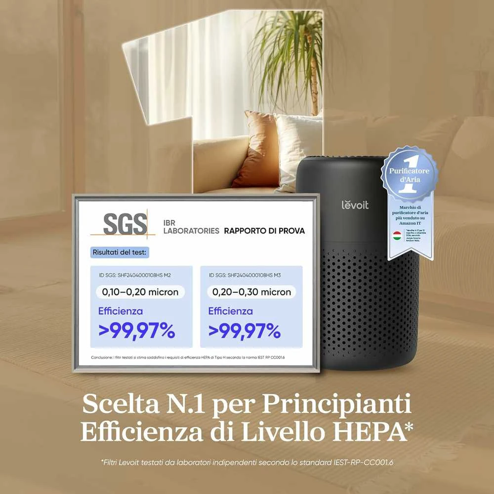 Levoit Core Mini LAP-C161-KEU oro valytuvas su HEPA filtru ir aromaterapija, juodas, 7 W
