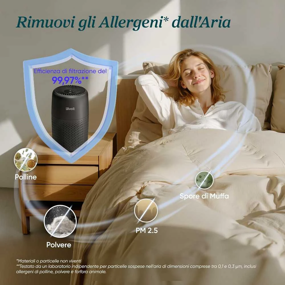 Levoit Core Mini LAP-C161-KEU oro valytuvas su HEPA filtru ir aromaterapija, juodas, 7 W