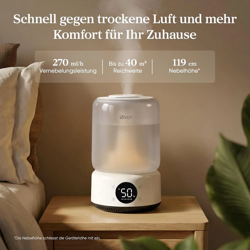 Levoit ultragarsinis oro drėkintuvas, 4,2 l, 25 W, 26 dB, LUH-N451S-WEU