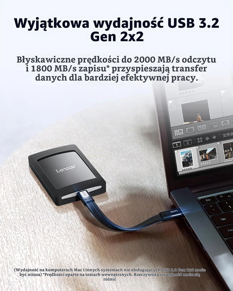 Kietasis diskas Lexar išorinis SSD diskas 1 TB USB 3.2 Gen 2x2 iki 2000 MB/s LSL500M001T-RNBNG
