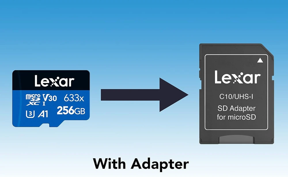 Lexar Micro SDXC atminties kortelė 256 GB UHS-I 100 MB/s su SD adapteriu 633x