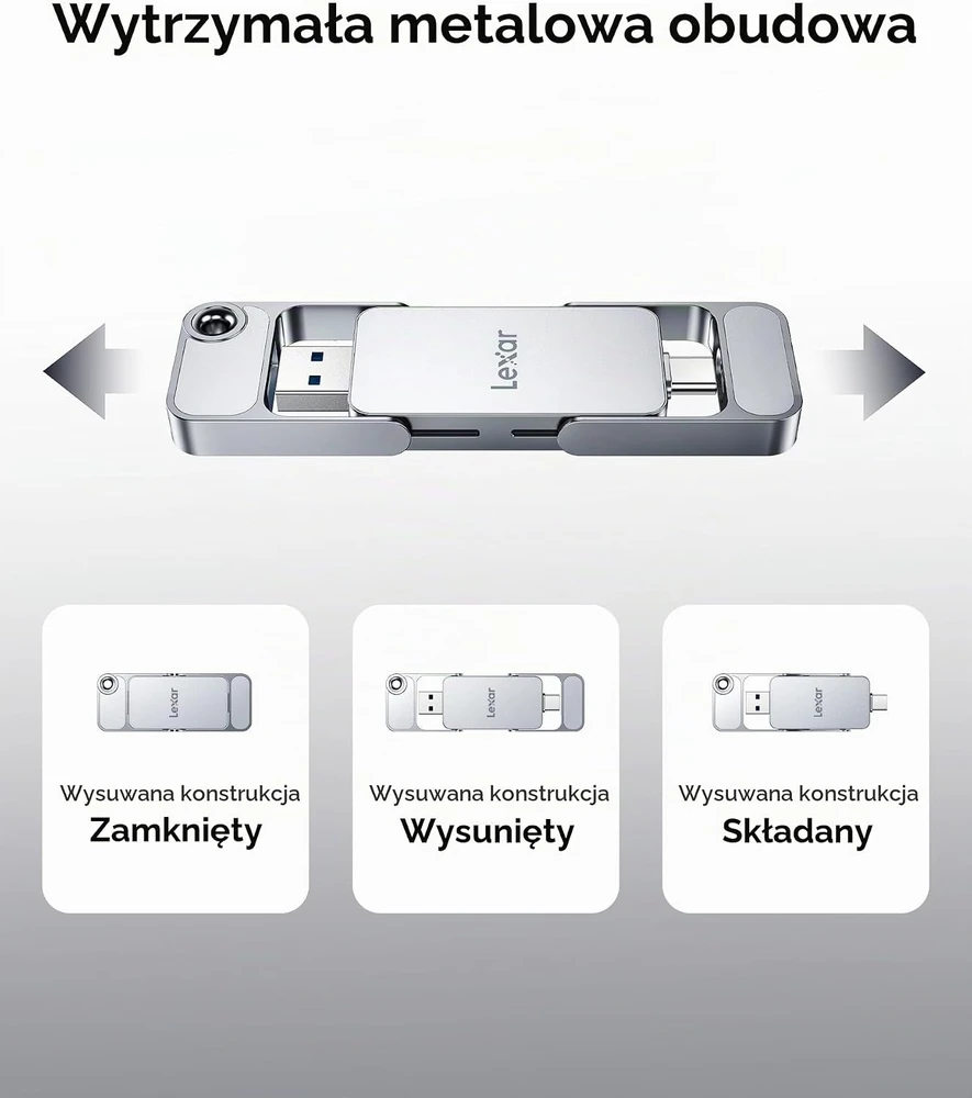 Kietasis diskas Lexar nešiojamasis SSD diskas 512 GB USB-C ir USB-A, D70E