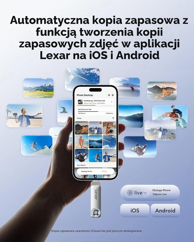 Lexar USB atmintinė su USB-A ir USB-C jungtimis, 128 GB, iki 400 MB/s, D50E