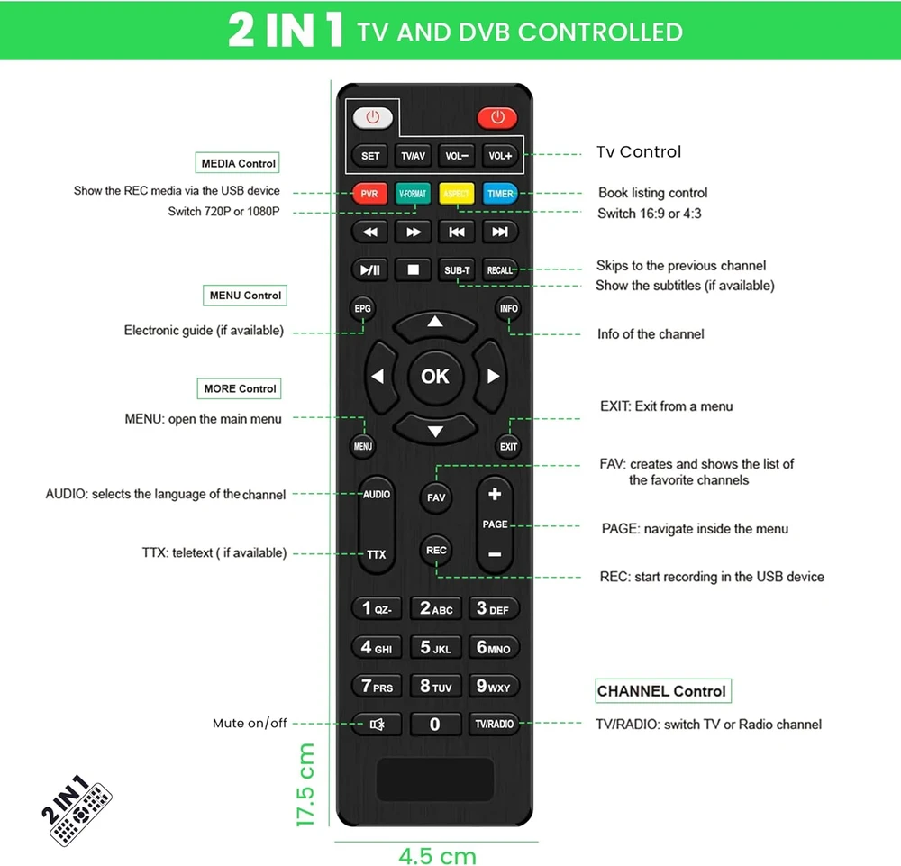 LEYF palydovinis imtuvas DVB-S2 Full HD 1080p HDMI, H.265 HEVC, nuotolinio valdymo pultas