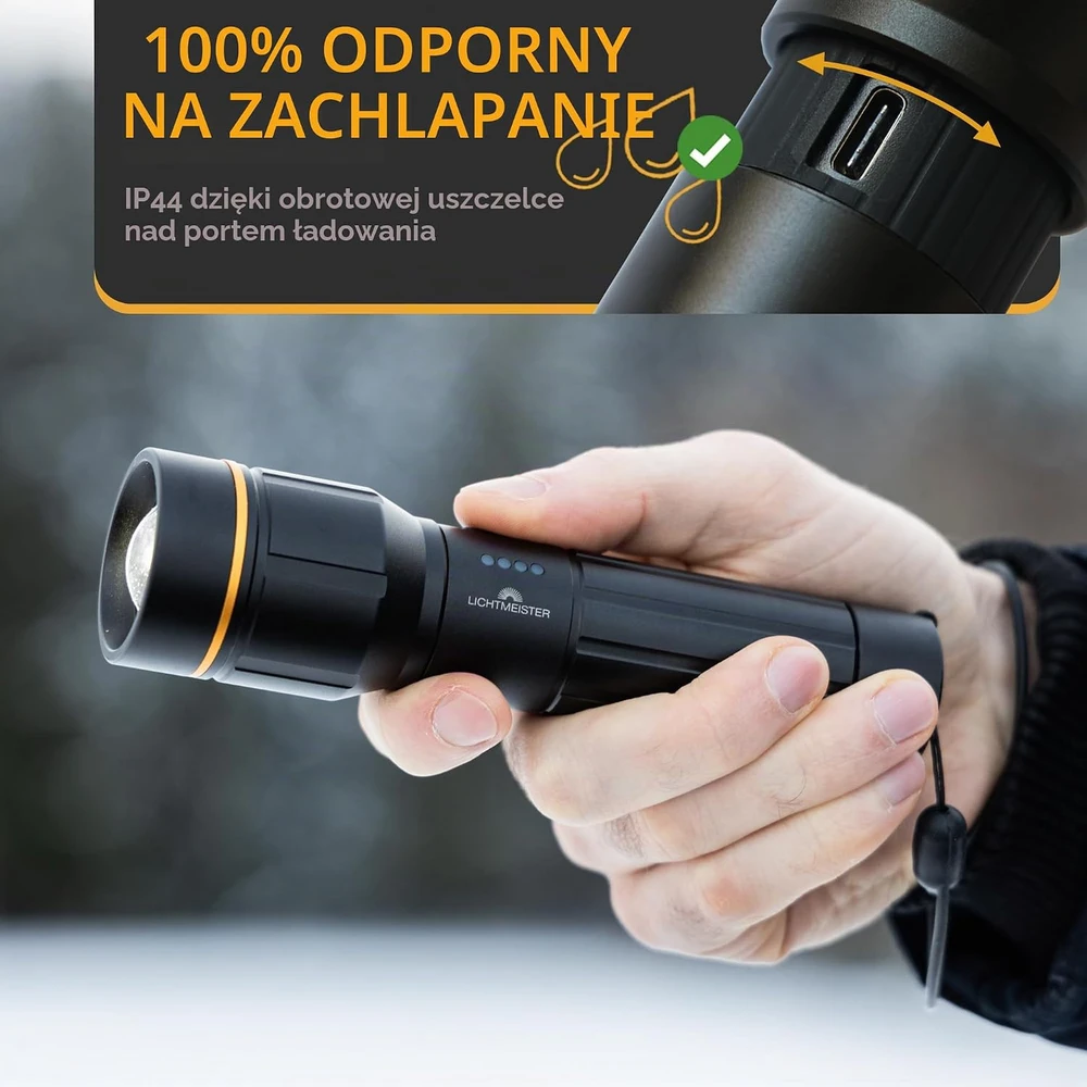 LICHTMEISTER įkraunamas LED žibintuvėlis 2000 lm, 5000 mAh, IP44 LM_T2000