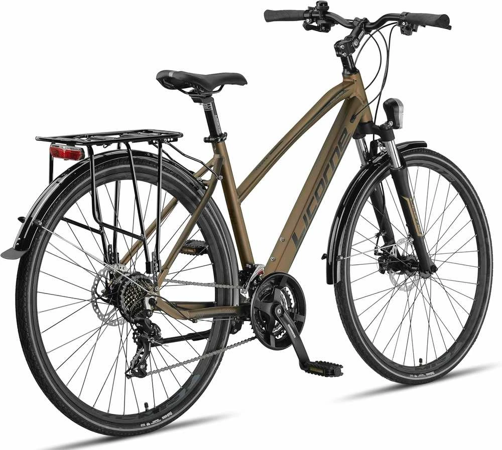 Licorne Bike 28 colių aliuminis trekking dviratis su diskiniais stabdžiais, 21 pavaros
