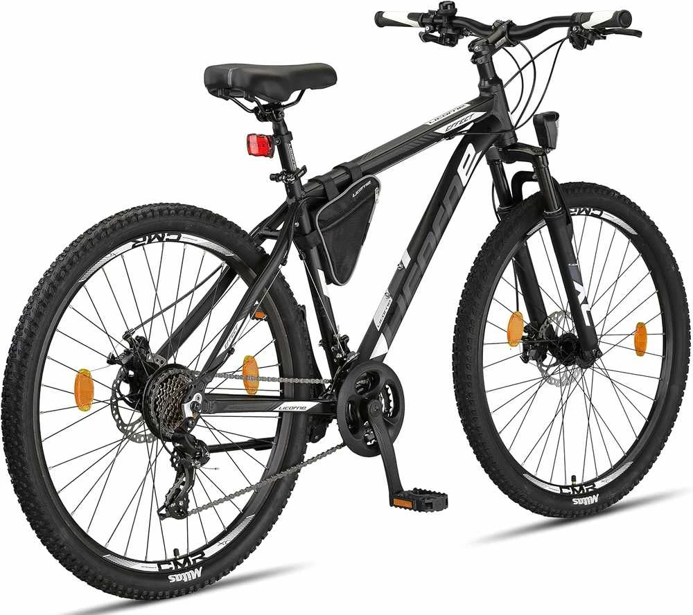 Licorne Bike kalnų dviratis, 27,5 colių ratai, aliuminio rėmas, 21 pavarų sistema, diskiniai stabdžiai, juodos ir baltos spalvos, M 01 LCR 29760 18 001