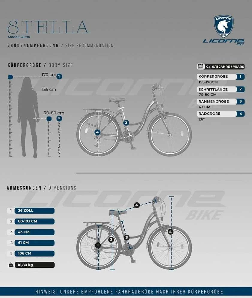 Licorne Bike miesto dviratis 21 pavaros 26 colių ratai, plieno rėmas, balta spalva Stella Premium