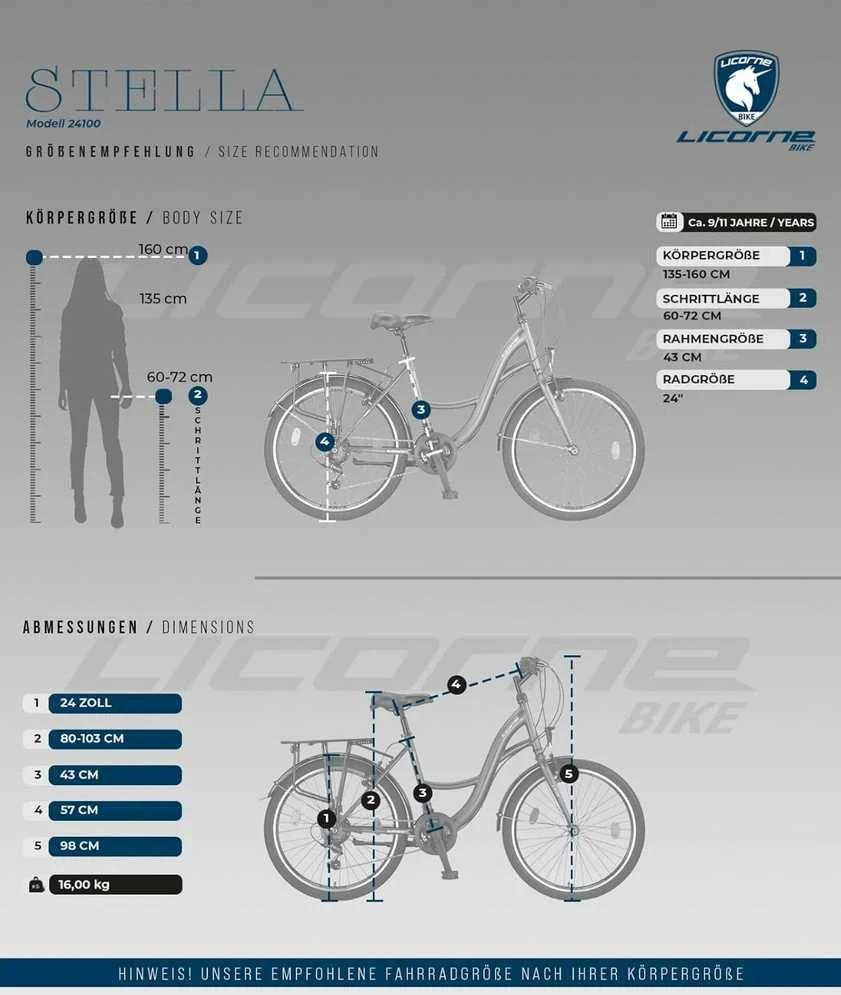Licorne Bike miesto dviratis Stella, 21 pavarų sistema, 24 colių ratai, plieno rėmas, antracito spalvos