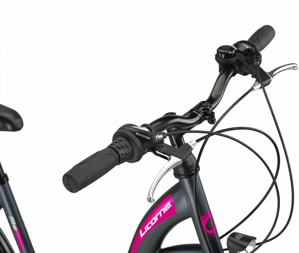 Licorne Bike miesto dviratis Stella, 21 pavarų sistema, 24 colių ratai, plieno rėmas, antracito spalvos