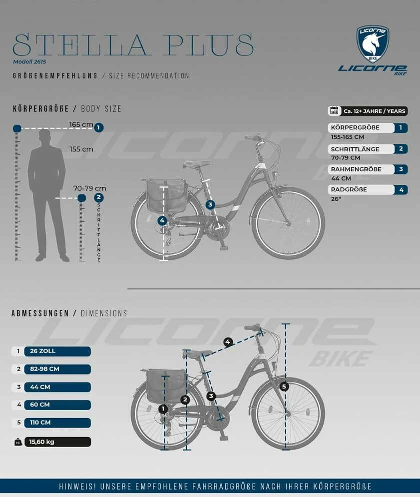 Licorne Bike miesto dviratis su aliuminio rėmu, 26 colių ratais, 21 pavara, Stella Plus
