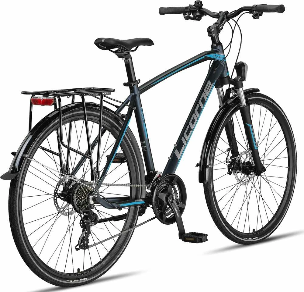 Licorne Bike trekingo dviratis, 28 colių ratai, aliuminio rėmas, diskiniai stabdžiai, 21 pavaros, mėlynas, M 01 LCR 228641 51 07