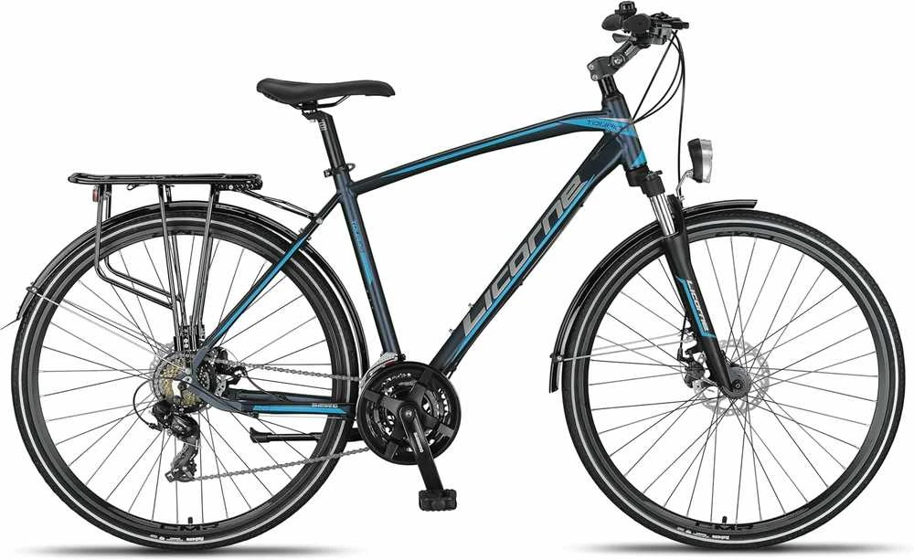 Licorne Bike trekingo dviratis, 28 colių ratai, aliuminio rėmas, diskiniai stabdžiai, 21 pavaros, mėlynas, M 01 LCR 228641 51 07