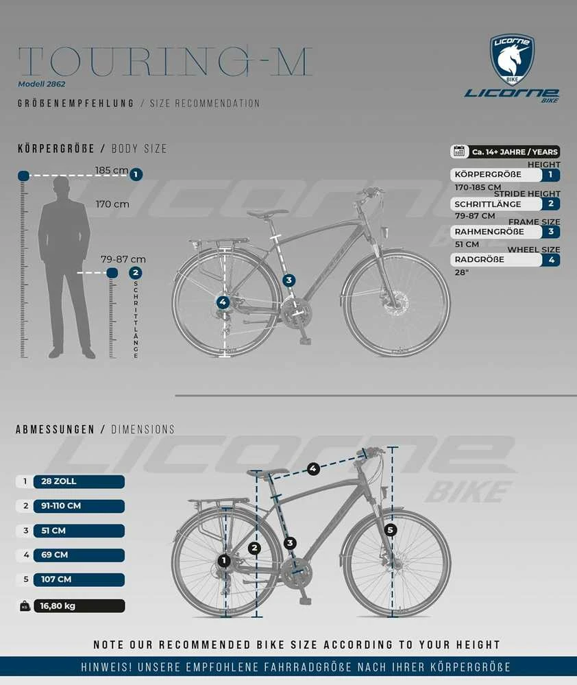 Licorne Bike trekingo dviratis, 28 colių ratai, aliuminio diskinių stabdžių sistema, 21 bėgis, M 01 LCR 228641 51 01