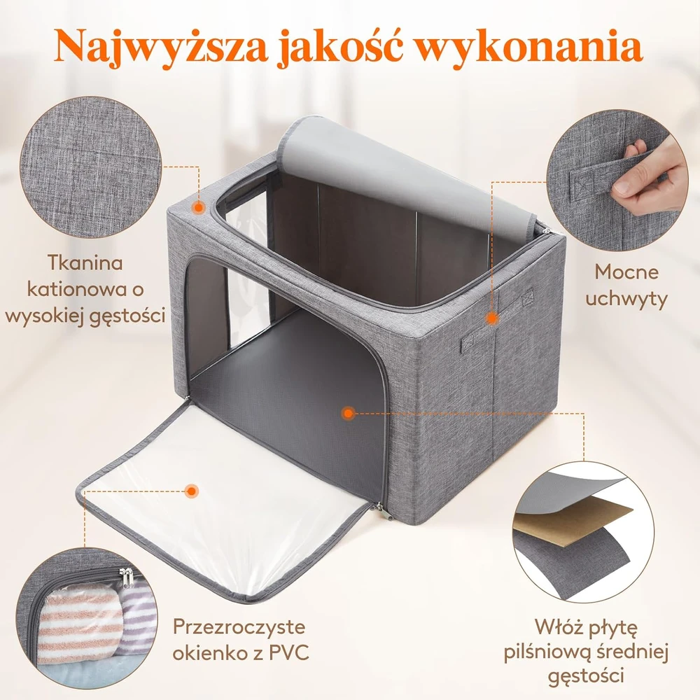 Lifewit drabužių laikymo dėžių rinkinys su metaliniu rėmu, 100 l, 3 vnt., 23231