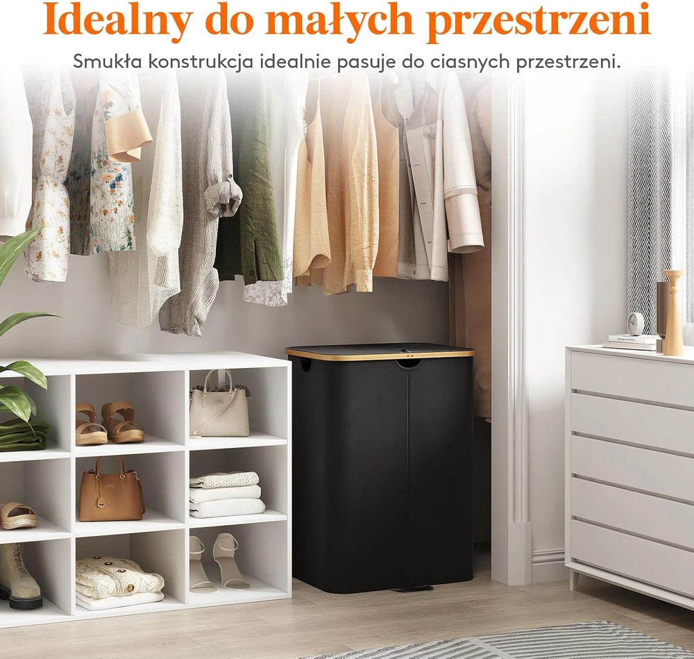 Lifewit dviejų skyrių skalbinių krepšys su dangčiu ir išimamais maišais, 150 l, 23012
