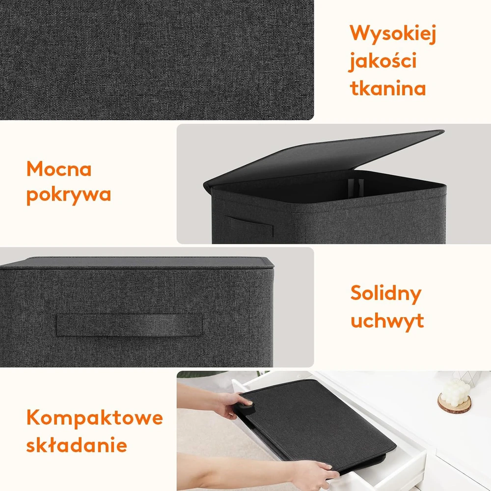 Lifewit skalbinių krepšys su dangčiu, 100 l, 42 × 32 × 75 cm, juodas