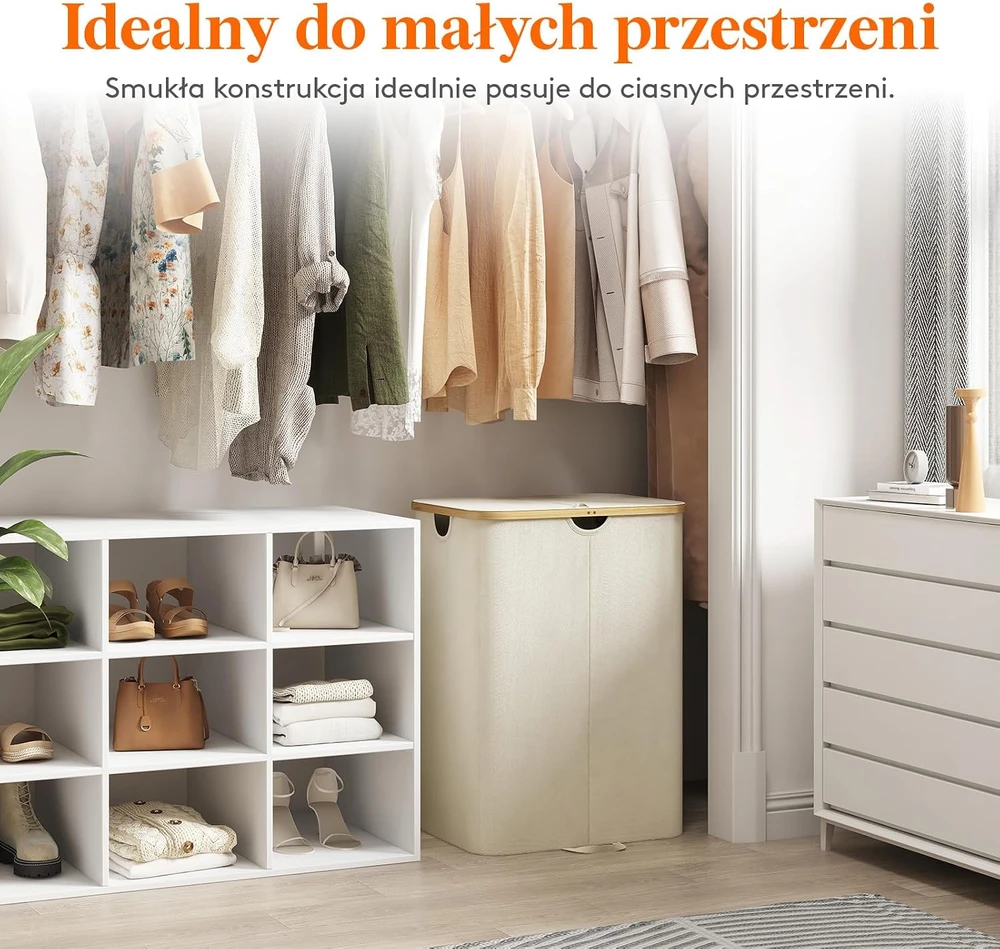 Lifewit sulankstomas skalbinių krepšys su dangčiu, 150 l, 2 skyriai, 23012