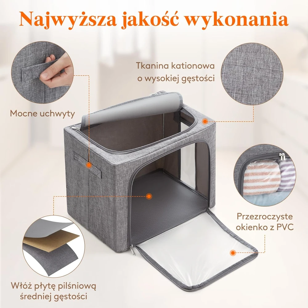 Lifewit sulankstomi drabužių laikymo konteineriai su metaliniu rėmu, 40 l, 3 vnt., 23224