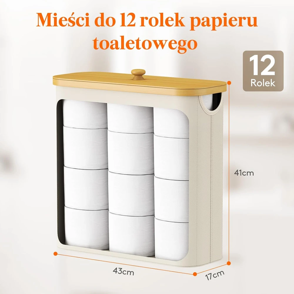 Lifewit tualetinio popieriaus laikymo krepšys su bambukiniu dangčiu, 30 l, 23225