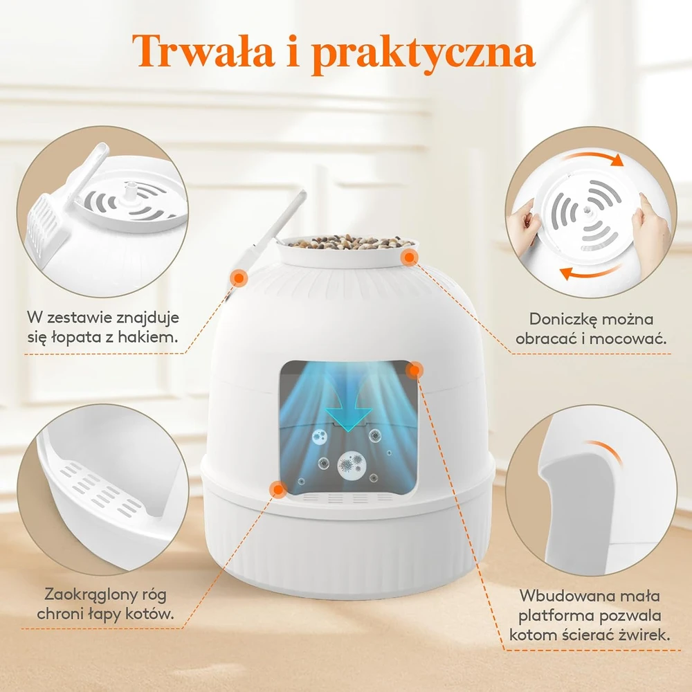 Lifewit uždara kačių kraiko dėžė-dėklas su dirbtiniu augalu ir anglies filtru 23061