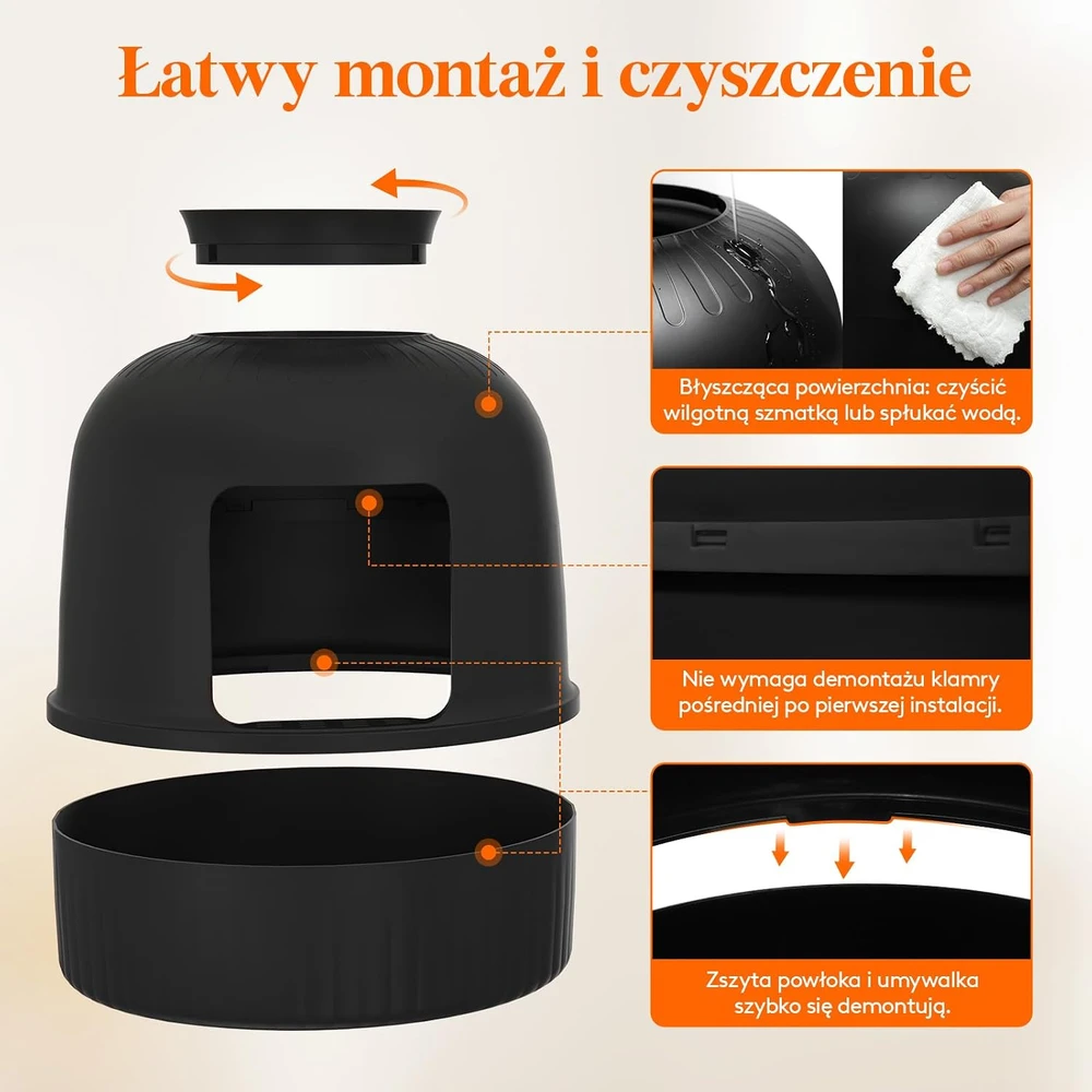 Lifewit uždara kačių kraiko dėžė vazono formos su anglies filtru ir samteliu, 23061