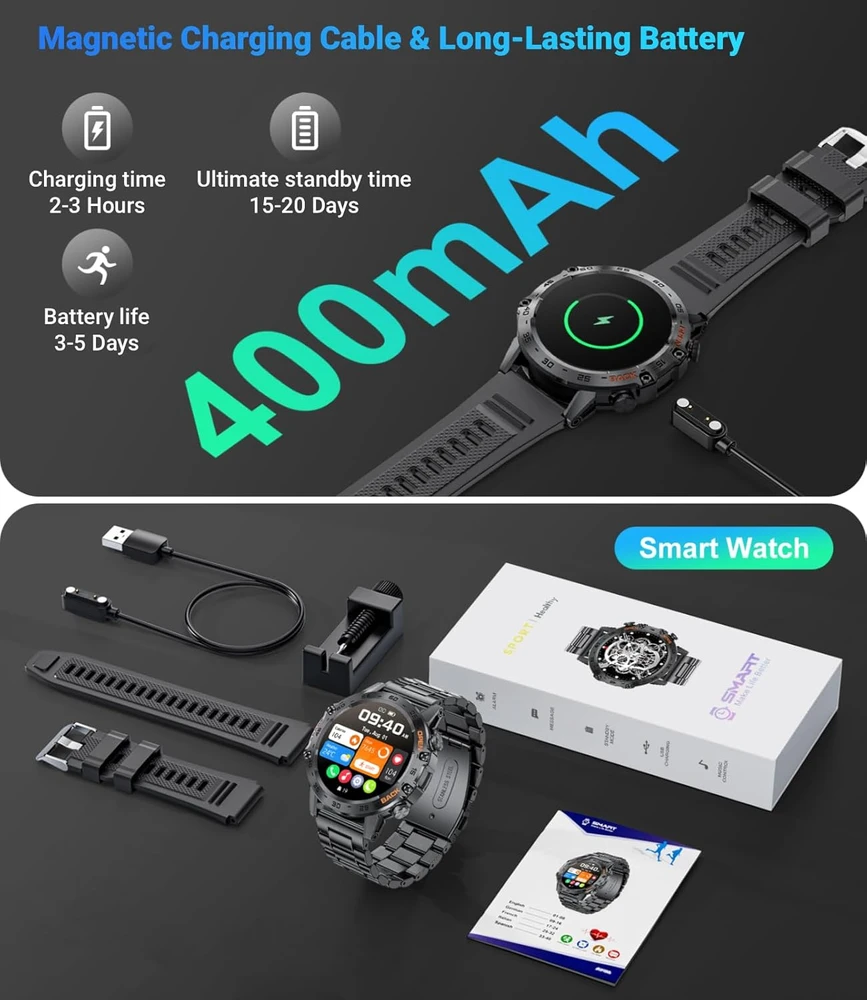LIGE išmanusis laikrodis vyrams, AMOLED ekranas, atsparus, 120 sporto režimų, BW1846A