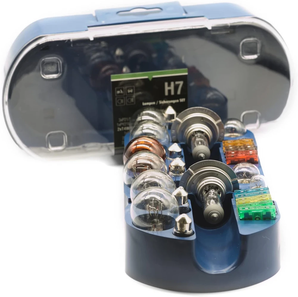 LIGHTWORLD24 automobilinių halogeninių lempučių ir saugiklių rinkinys H7 12 V 30 vnt. LW-H7EB30T