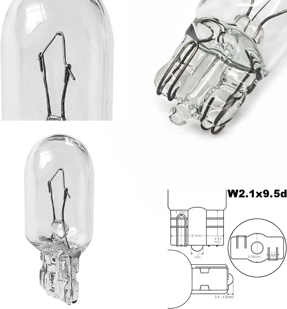 LIGHTWORLD24 W5W T10 automobilinė lemputė 12 V 5 W, 10 vnt., LWW5WT1012V