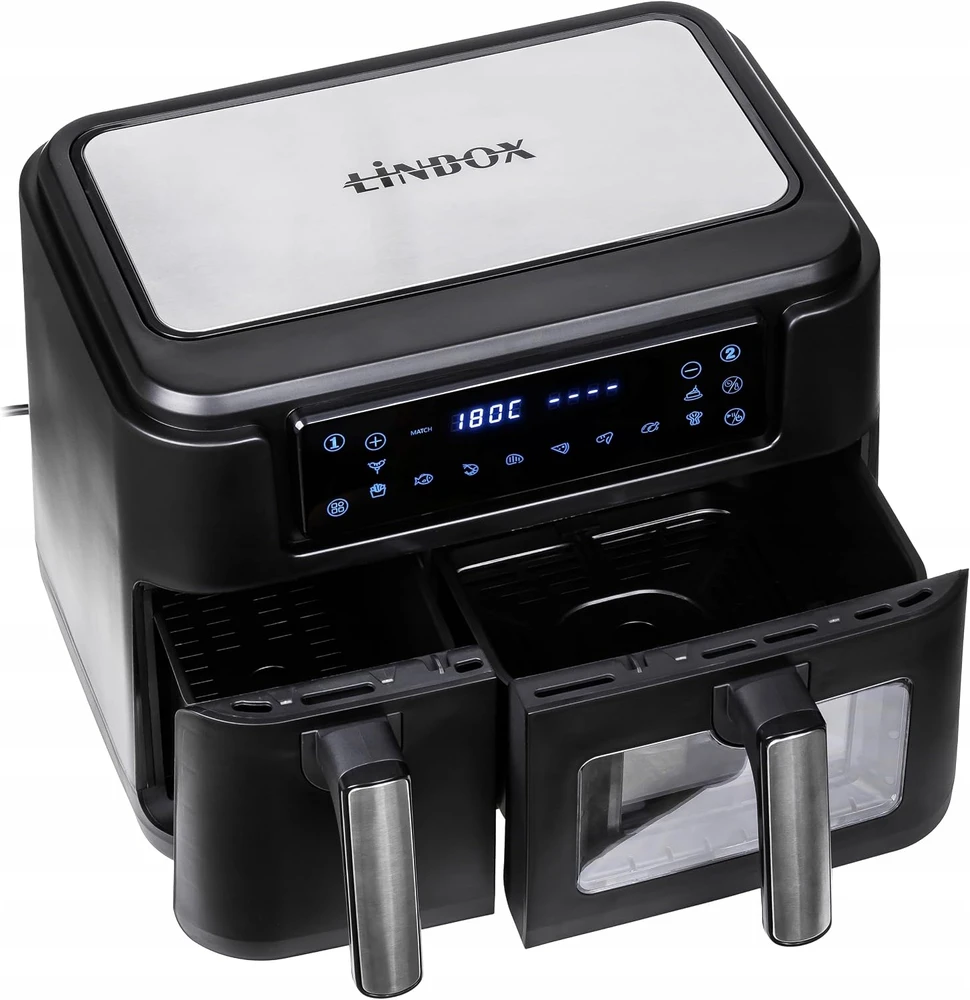 LINBOX karšto oro gruzdintuvė su 2 nepriklausomais krepšiais, 10 l, 2400 W, 6535