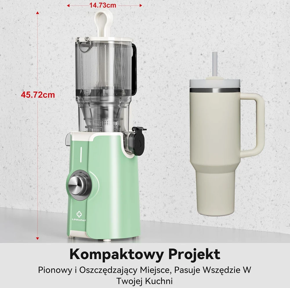LINKChef lėtaeigė sulčiaspaudė, 200 W, 1,2 l talpa, 115 mm įkrovimo anga