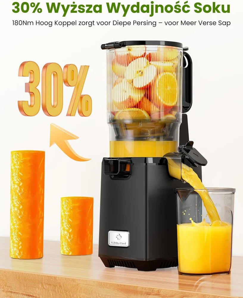 LINKChef lėtaeigė sulčiaspaudė, 250 W, 1,8 l talpa, 130 mm anga, be BPA