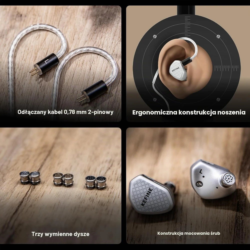 Linsoul į ausis įdedamos laidinės HiFi ausinės su 10 mm dinaminiu keitikliu Kefine Klean