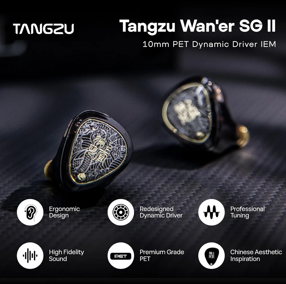 Linsoul laidinės į ausis įdedamos ausinės su 10 mm dinaminiu garsiakalbiu TANGZU Wan'er S.G II