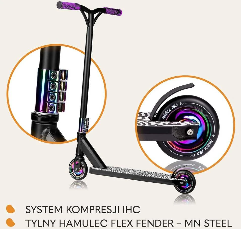 Lionelo akrobatinis paspirtukas vaikams ir suaugusiems, 110 mm PU ratai, ABEC-9 guoliai, iki 100 kg, Whizz