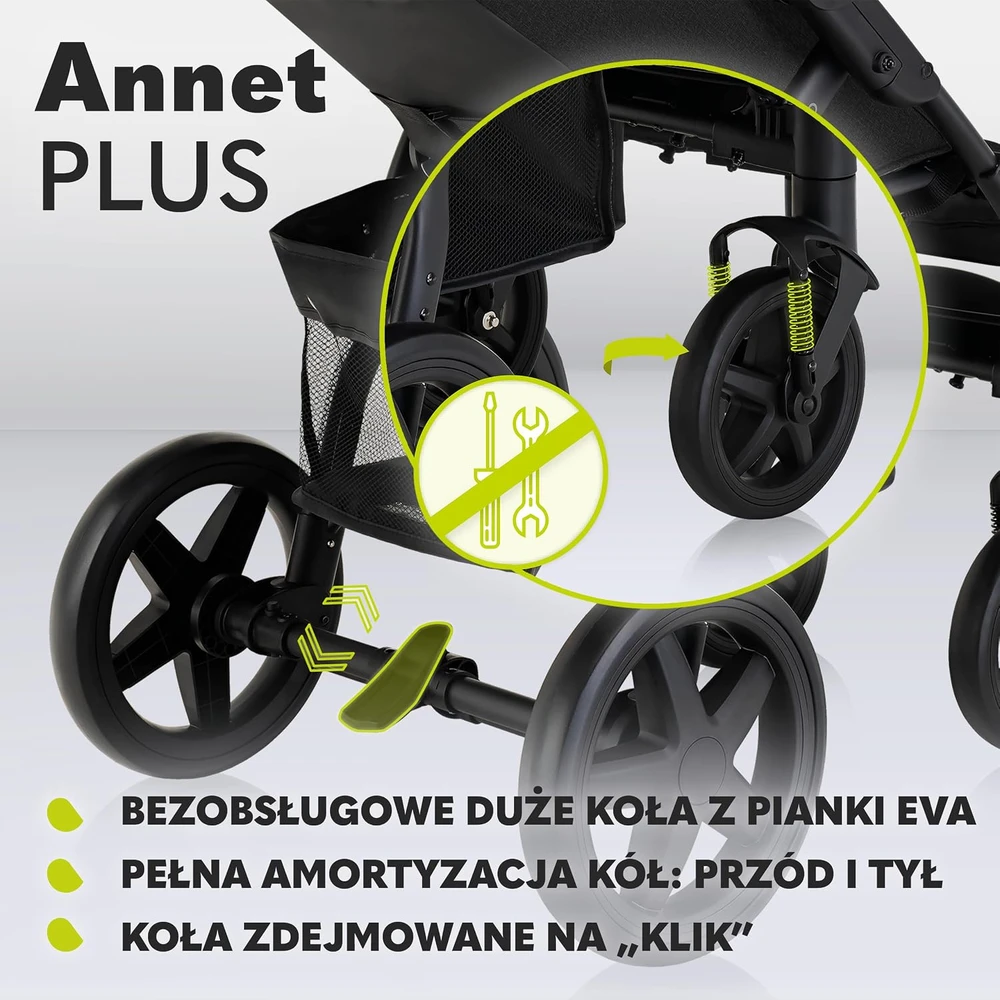 Lionelo Annet Plus sportinis vežimėlis iki 22 kg su EVA ratais, smėlio spalvos