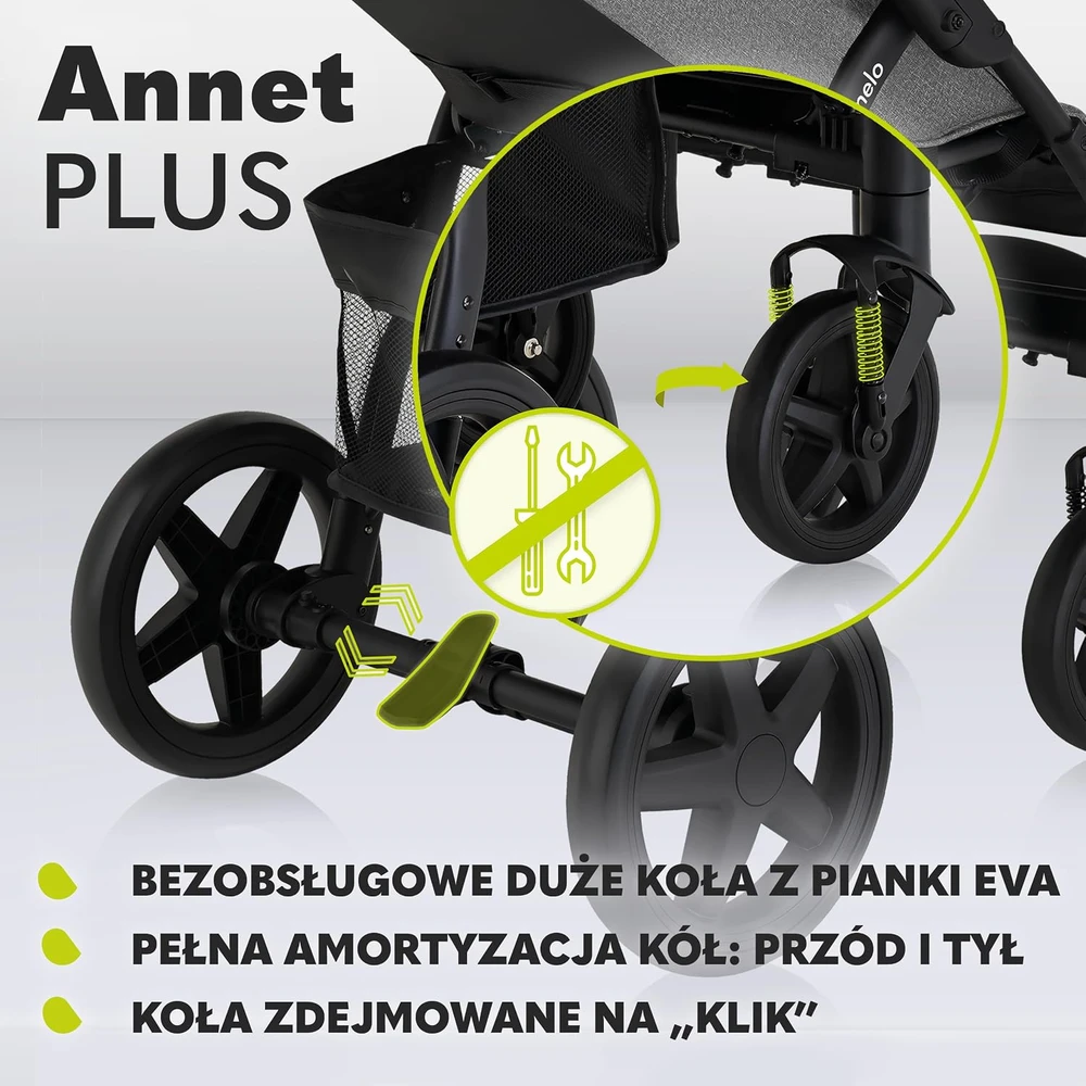 Lionelo Annet Plus sportinis vežimėlis iki 22 kg su EVA ratais LOANNET PLUS STONE CARAMEL