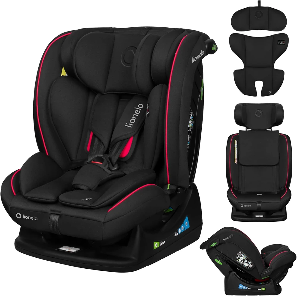Lionelo automobilinė kėdutė Aart i-Size 40–150 cm, R129 i-Size, LO-AART I-SIZE Juodas CARBON Raudonas