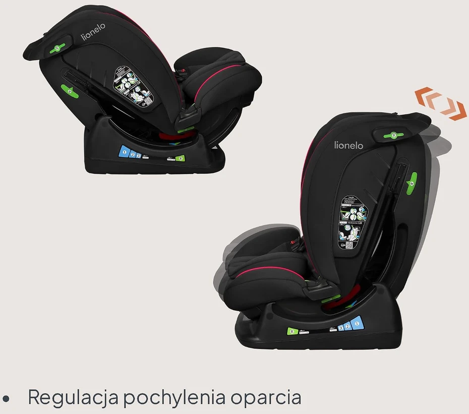 Lionelo automobilinė kėdutė Aart i-Size 40–150 cm, R129 i-Size, LO-AART I-SIZE Juodas CARBON Raudonas