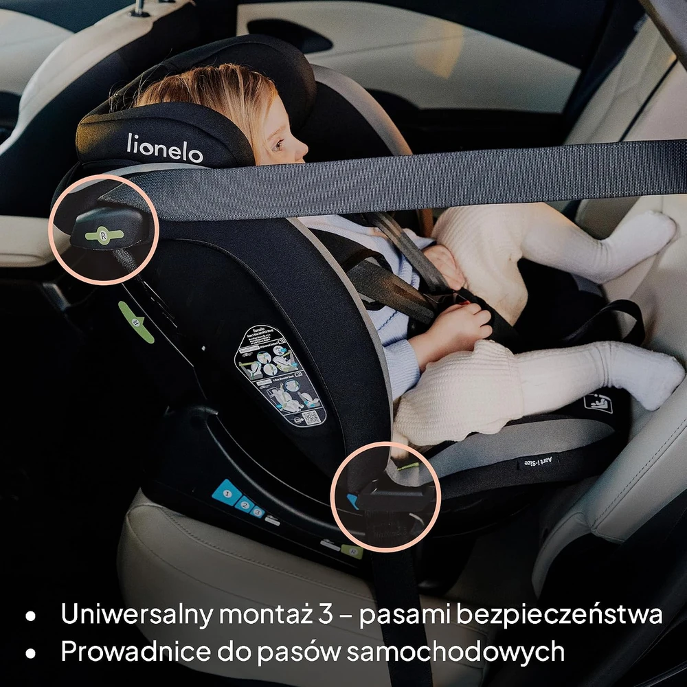 Lionelo automobilinė kėdutė Aart i-Size 40–150 cm, R129 i-Size, pilka