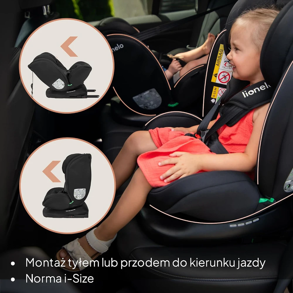 Lionelo automobilinė kėdutė Bastiaan i-Size 360° ISOFIX vaikams 40–150 cm LO-BASTIAAN I-SIZE Juodas CARBON