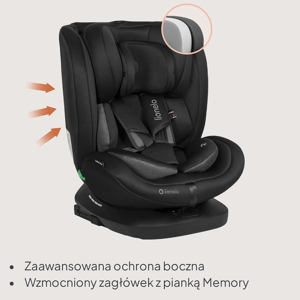 Lionelo automobilinė kėdutė Bastiaan i-Size 360° ISOFIX vaikams 40–150 cm LO-BASTIAAN I-SIZE Juodas CARBON
