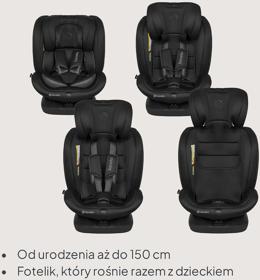 Lionelo automobilinė kėdutė Bastiaan i-Size 360° ISOFIX vaikams 40–150 cm LO-BASTIAAN I-SIZE Juodas CARBON