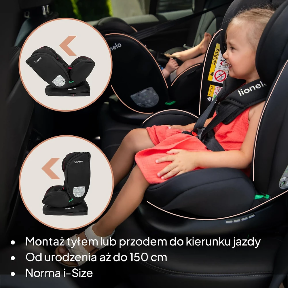 Lionelo automobilinė kėdutė Bastiaan I-Size 360°, ISOFIX, 40–150 cm