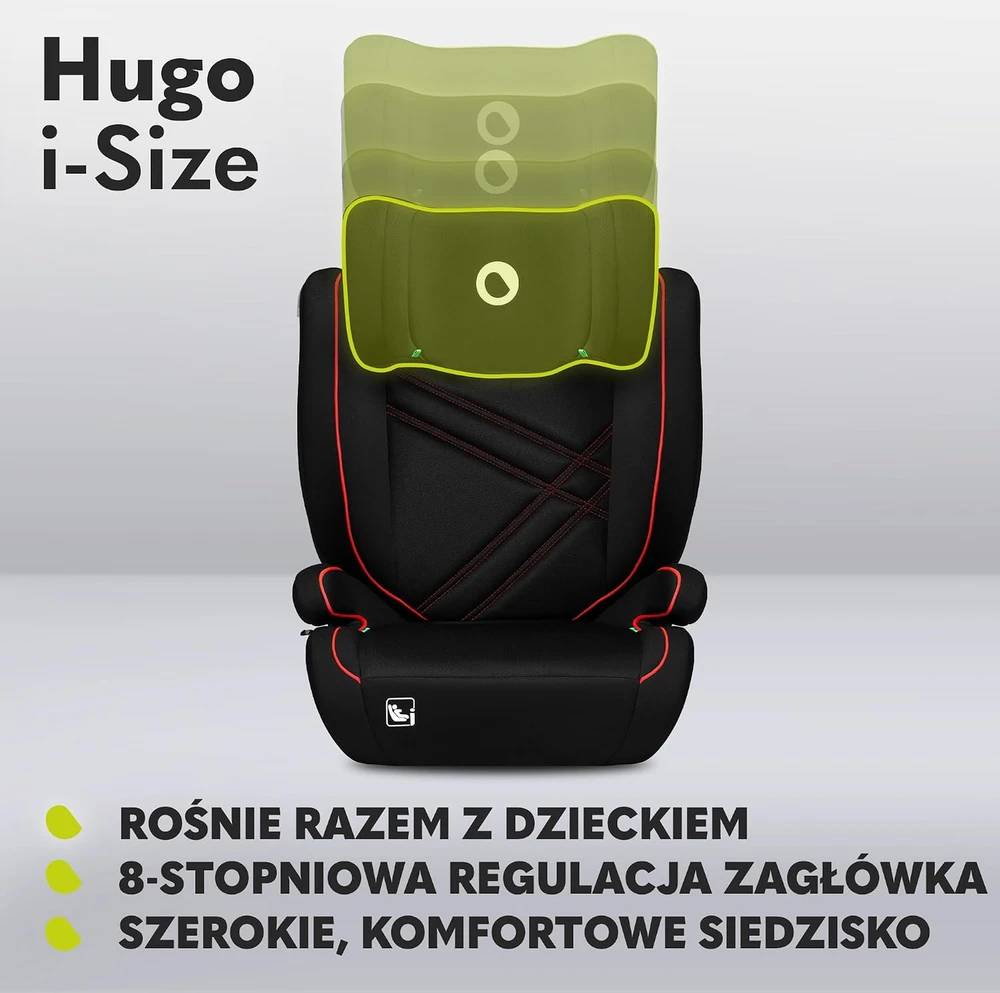 Lionelo automobilinė kėdutė Hugo i-Size 100–150 cm su ISOFIX LO-HUGO I-SIZE Juodas Pilkas