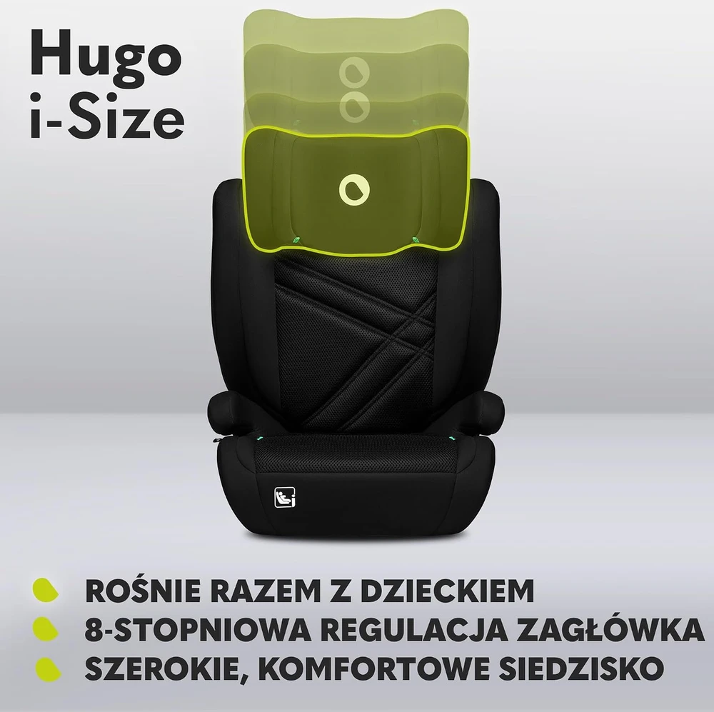 Automobilinė kėdutė Lionelo Hugo i-Size, 15-36 kg, Juodas Carbon