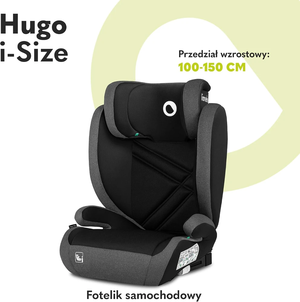 LIONELO HUGO i-size automobilinė kėdutė juoda pilka