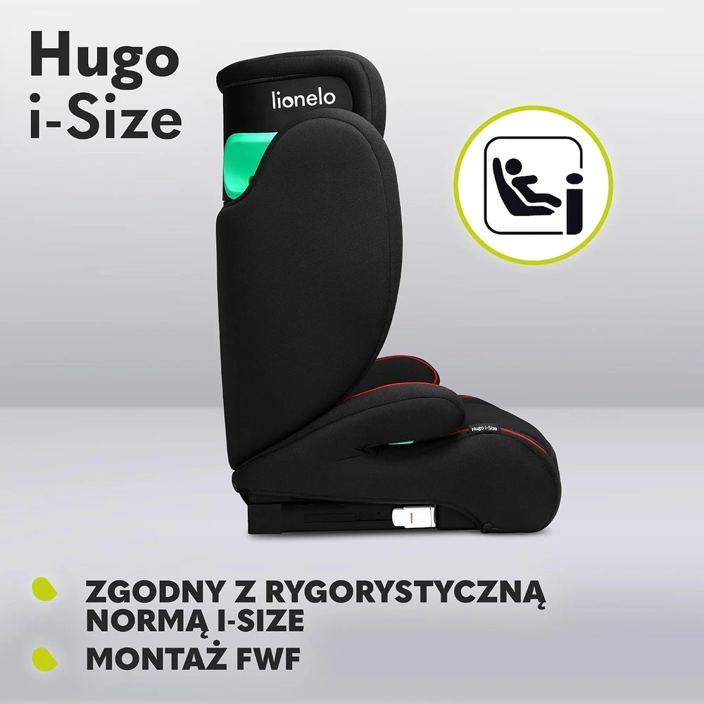 Lionelo automobilinė kėdutė Hugo i-Size 100–150 cm su ISOFIX LO-HUGO I-SIZE Juodas Pilkas